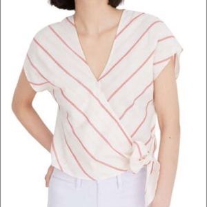 Madewell Striped Wrap Top w/ Tie